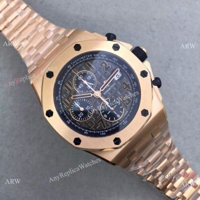 Swiss 3126 Audemars Piguet Rose Gold Black Dial Copy Watch